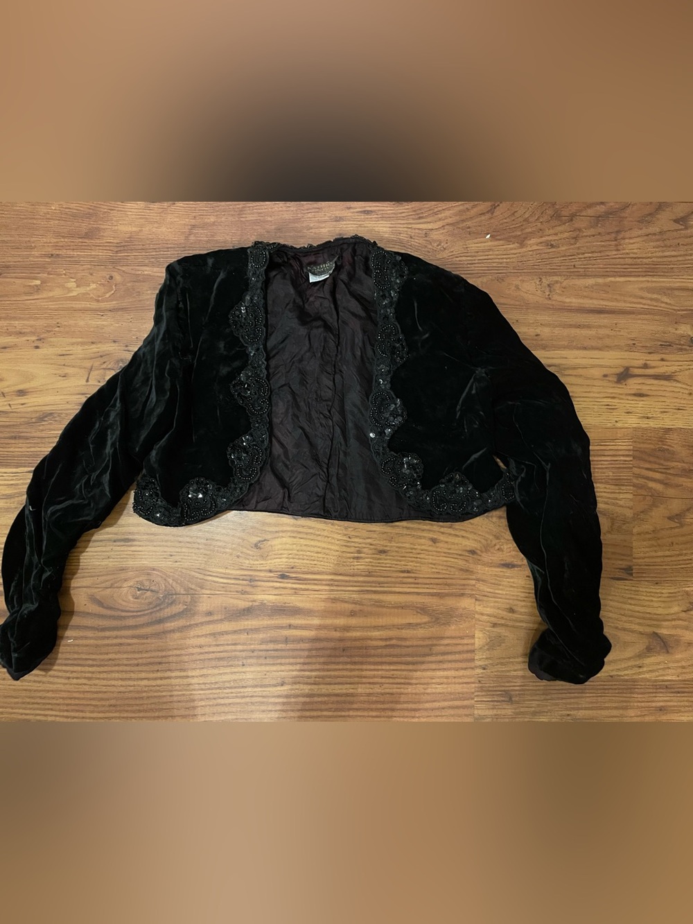 Vintage Black Beaded Velvet Bolero Jacket